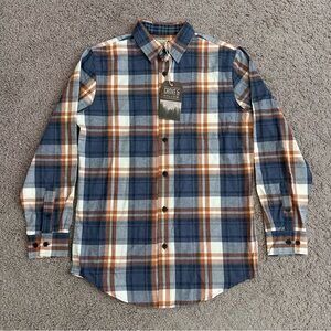 Grove & Hollow Orange Gray Plaid Long Sleeve Button Up Shirt Mens S